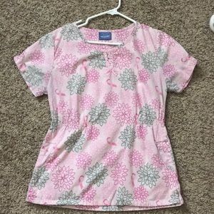 XS Breast Cancer awareness scrub top